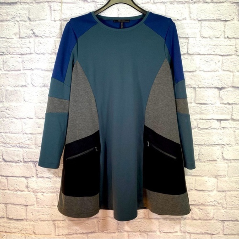 BCBGMAXAZRIA Gigi Colorblocked Long Sleeved Dress Size Medium